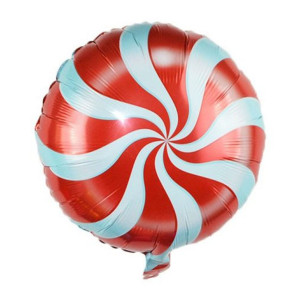 Red Candy Swirl Windmill Point Foil Balloons